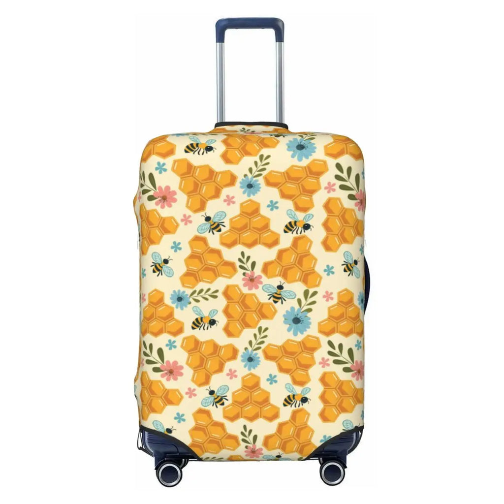 Honeycomb With Bees Suitcase Cover Elastic Cute Honey Bumblebee Luggage Protective Covers for 18-32 inch