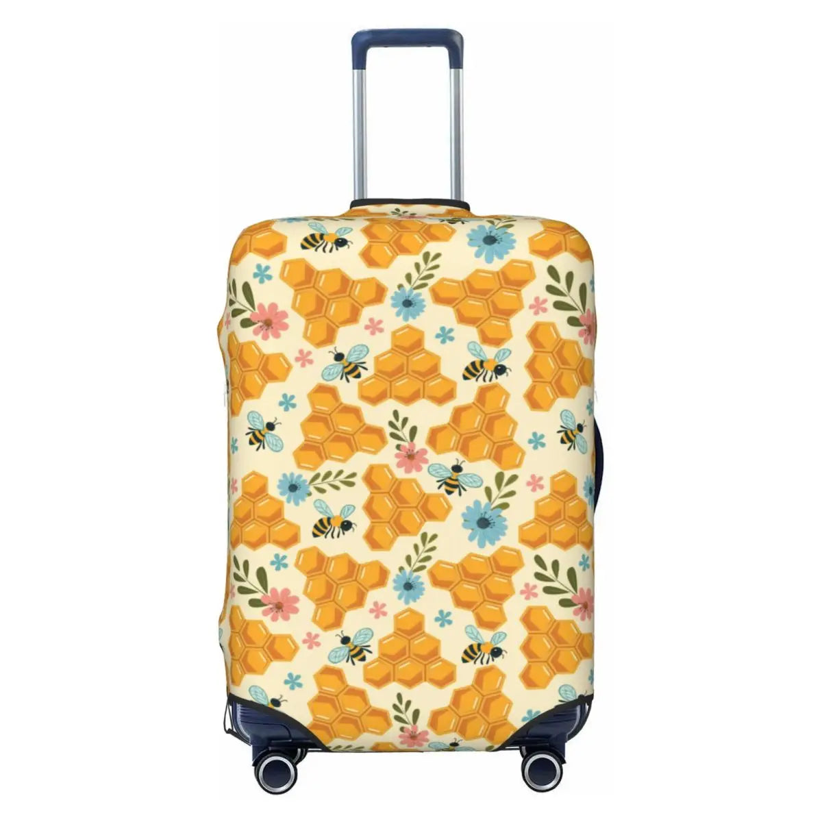 Honeycomb With Bees Suitcase Cover Elastic Cute Honey Bumblebee Luggage Protective Covers for 18-32 inch