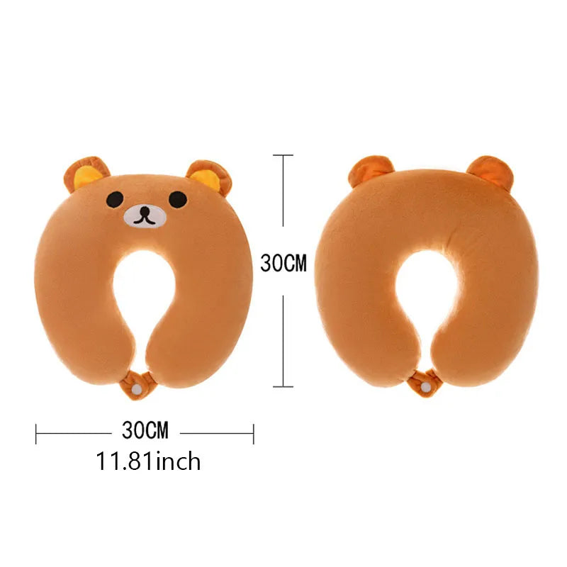 U-shaped Pillow Adult Children Travel Pillow Soft Short Plush Cartoon Portable Outdoor Nap Flight Neck Pillow Nursing Cushion