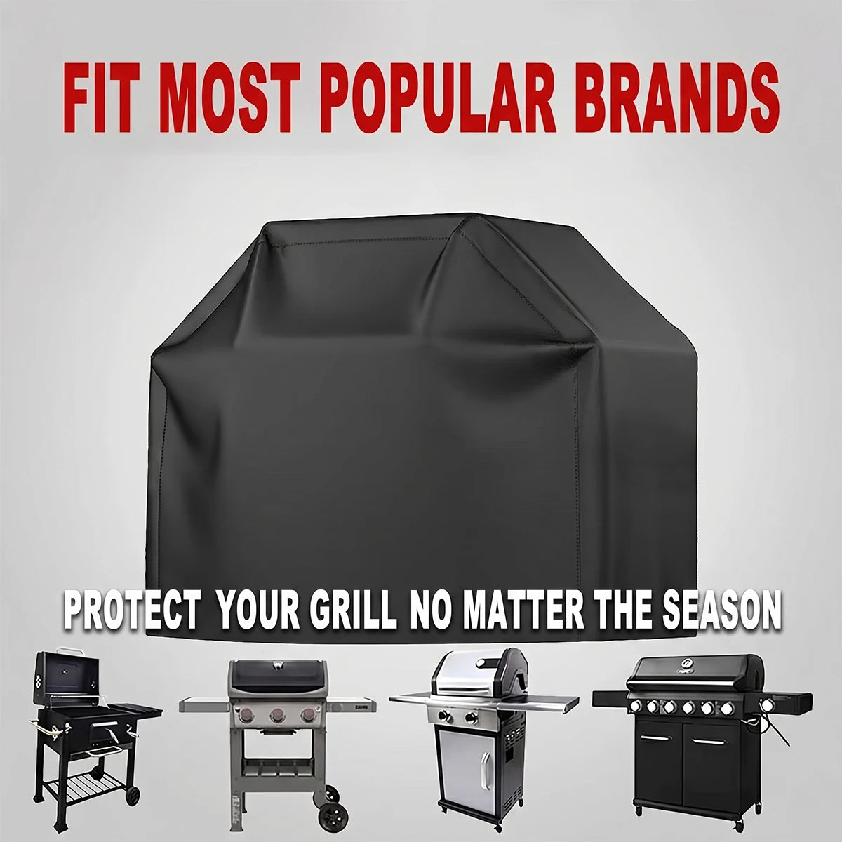 Large Grill Cover, Heat Resistant Black, Heavy Duty Grill Cover for Gas Grill, BBQ Accessories