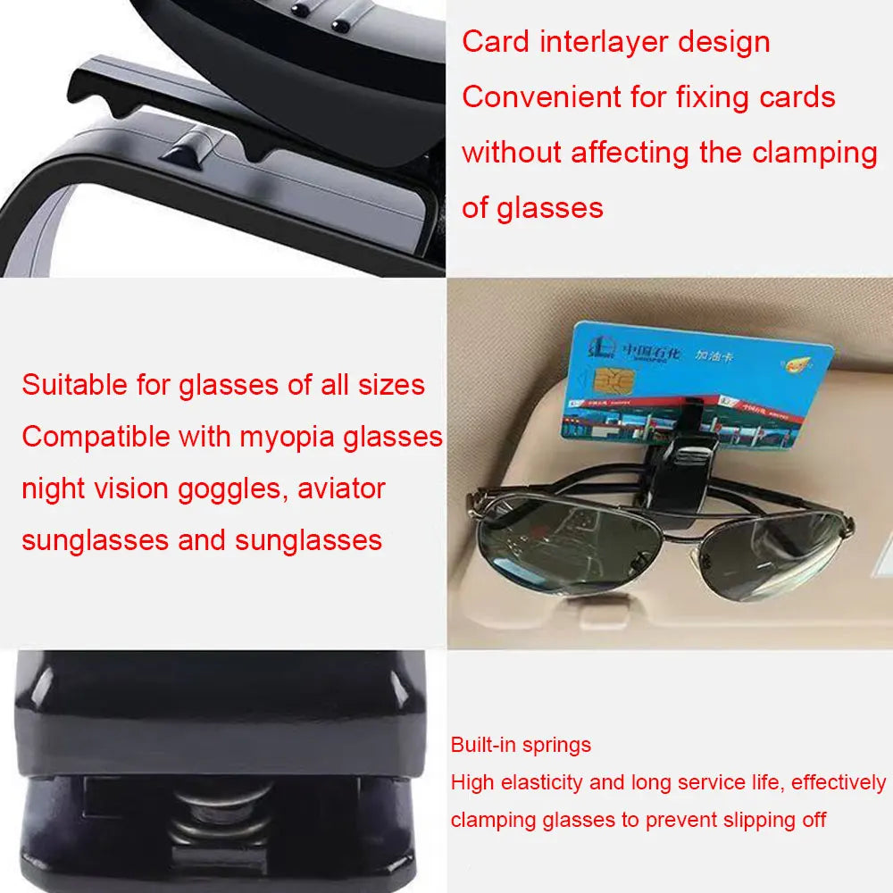 Multi-Function Car Sun Visor Sunglasses Clip Universal Auto Eyeglasses Holder Ticket Card Storage Clip New Car Interior Accessor