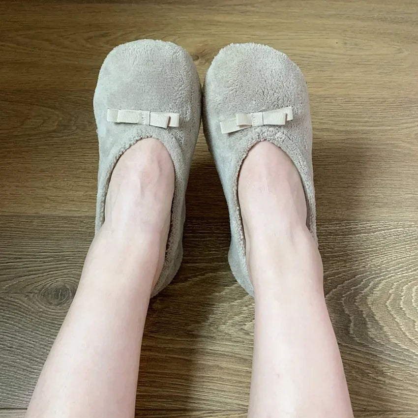 Home Slipper Women Winter Warm Indoor Floor Shoes Flat Fluffy Lazy Female Black house Ballerina Slipper Socks dancing Flipflop