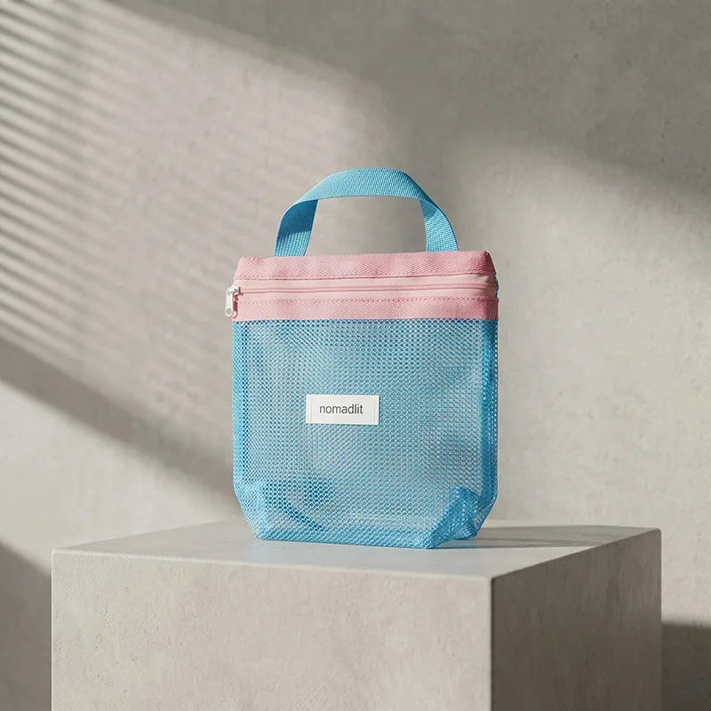 New Dopamine Mesh Toiletry Bag Transparent Portable Cosmetic Bags Large Capacity Handbag Makeup Underwear Storage Bag Travel Bag