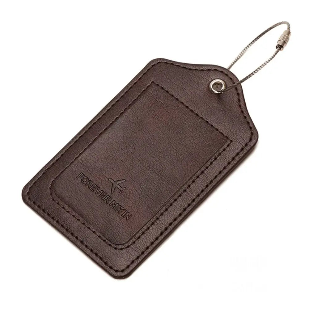 Women Man Anti Loss Wire Rope Loop Leather Luggage Tags Privacy Protection Cover Versatile Baggage Tag Waterproof Boarding Pass