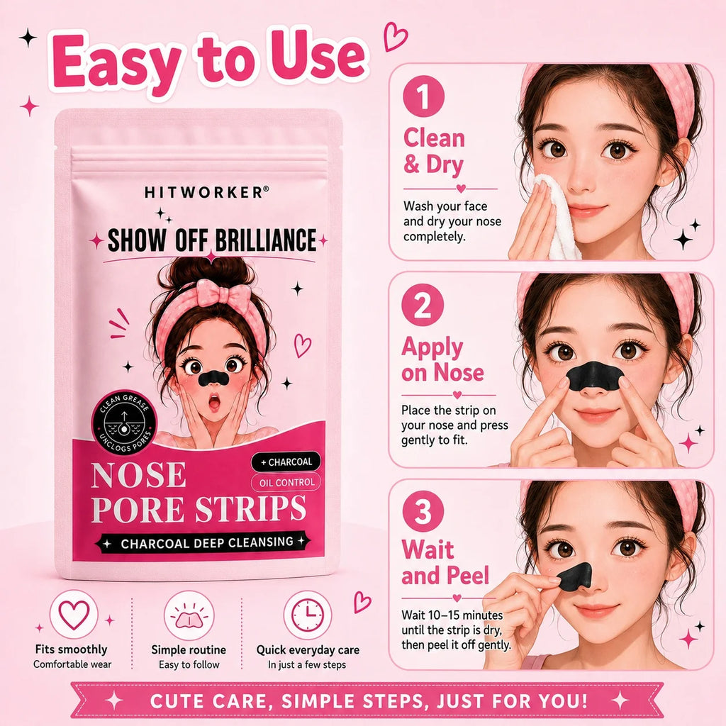 10/20Pcs Black & Pink Blackhead Remover Nose Strips, Deep Pore Cleansing Oil Control Nose Mask Patches, Unisex Facial Skin Care