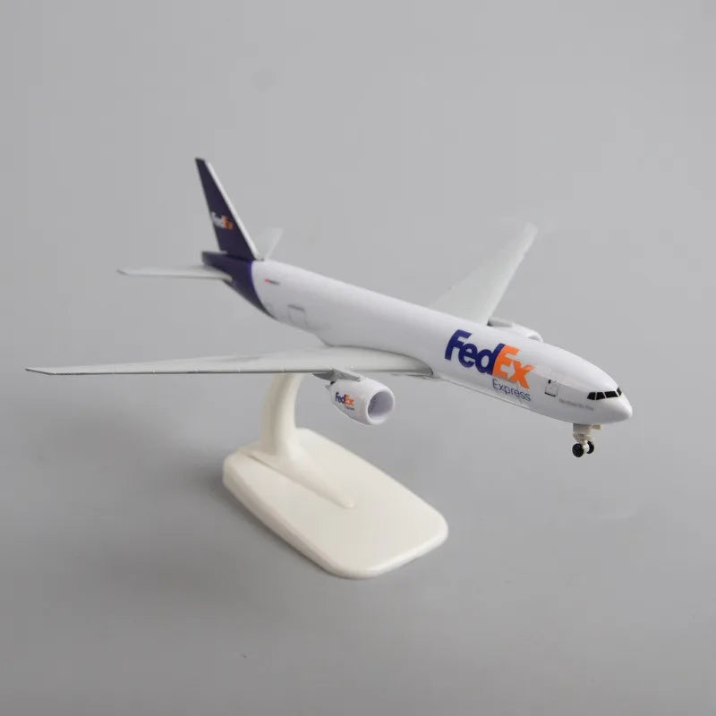 20cm Fedex Cargo B777 Airplane Model Metal Diecast Model Plane Kit with Stand for Adult Collection Display or Toy Gift