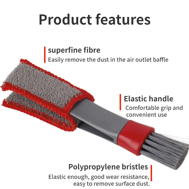 Car Wash Double Head Brushes Air Vent Cleaning Conditioner Grille Duster Wipe Auto Detailing Cleaner Car Interior Cleaning Tools