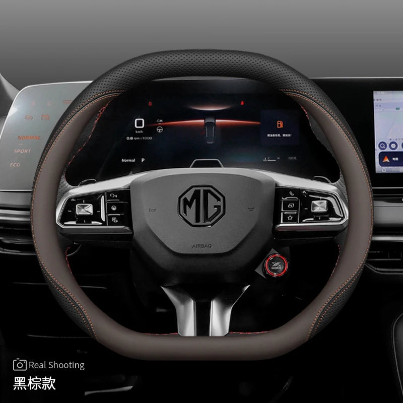 Leather Car Steering Wheel Cover for MG 3 5 One ZX RX5 ZS EHS HS PHEV Luxury Hybrid 2025 2026 Accessories