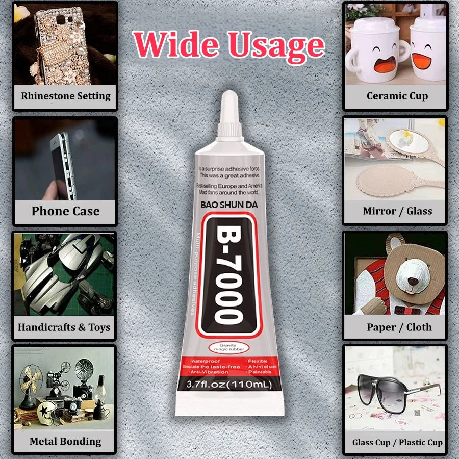 B7000 Waterproof Universal Glue Strong Bonding Non-corrosive Adhesive for Phone Case Metal Glass Toys