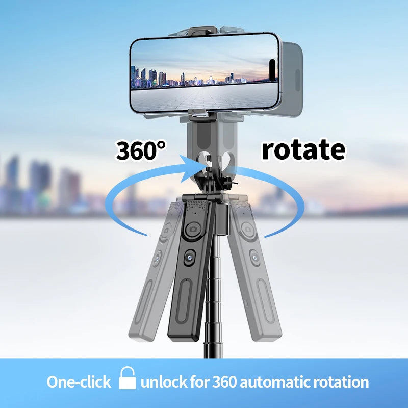 FANGTUOSI 192cm Tripod for Smartphone 360°Auto-Rotation Shooting Selfie Stick Phone Stand AI Face Following, with Remote Control