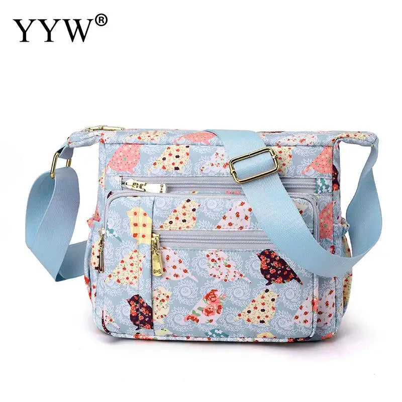 Women Satchel Nylon Cloth Leisure Shoulder Mom Bag Rural Style Floral Printing Crossbody Ladies Casual Shoulder Messenger Purse