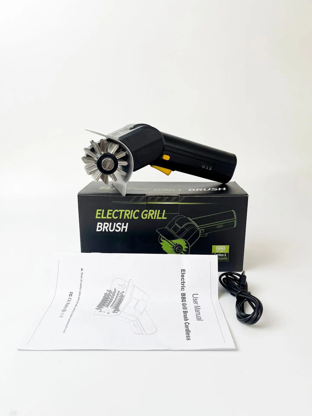 Electric BBQ Grill Brush Automatic Barbecue Cleaning Brush Rust Remover Cleaner Outdoor Grill Grate Washing Tool