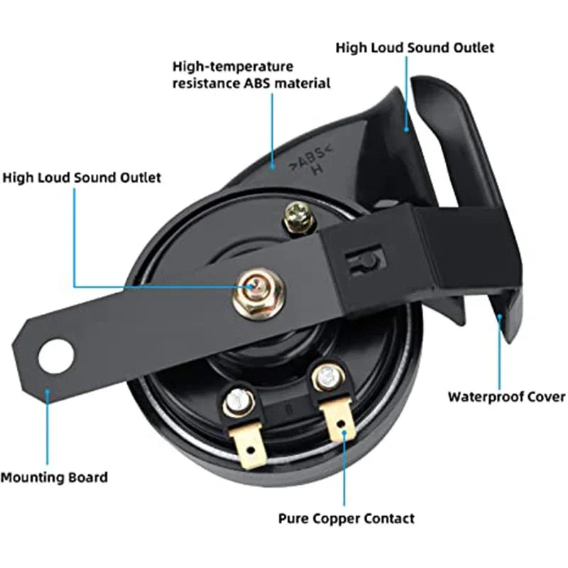 Universal 12V Motocycle Horn Snail Siren 130DB High Tone 510HZ Waterproof Electric Air Horn for Motorcycle Auto Car Scooter