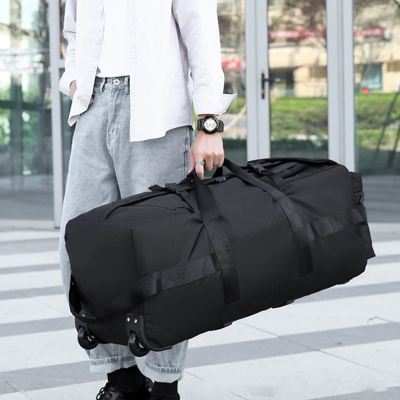 Large Capacity Travel Rolling Backpack Men Check in Bag Foldable Travel Trolley Bag Wheeled Suitcase Oxford Rolling Luggage Bag