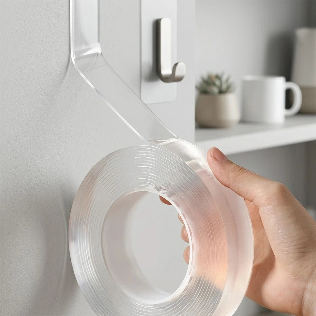 Heavy Duty Nano Double Sided Tape Strong Sticky Waterproof Reusable Transparent Mounting Tape Traceless Adhesive Strips for Home Decoration Wall Hanging