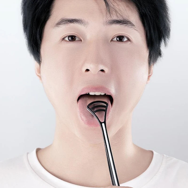 △ Dual Uses Tongue Scraper Cleaners Reusable Oral Health Cleaning Brush Hygiene Care Toothbrush Mouth Fresh Breath Scraping