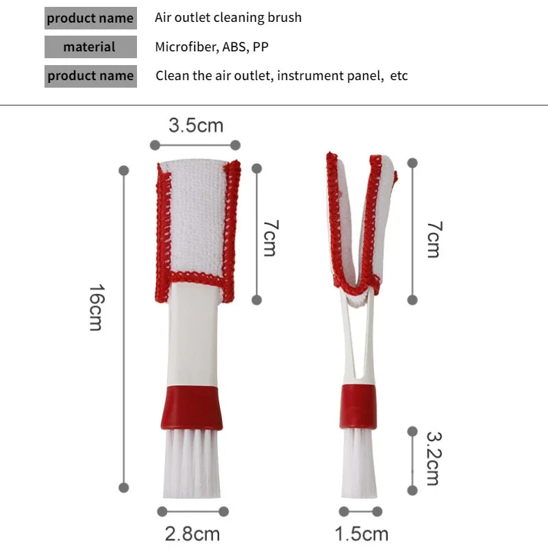Car Wash Double Head Brushes Air Vent Cleaning Conditioner Grille Duster Wipe Auto Detailing Cleaner Car Interior Cleaning Tools