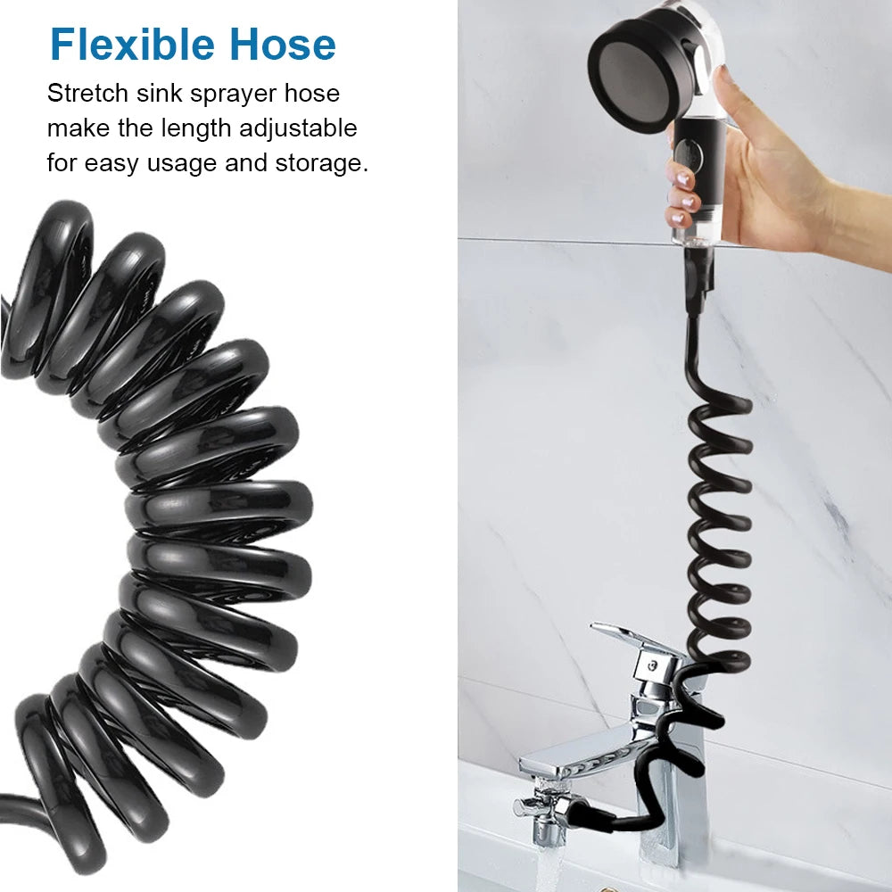 Shower Faucet Set Hose Handheld Shower Head Spray Tap Extender Sprayer Sink Booster Shower Bathroom Hair Washing Artifact Faucet