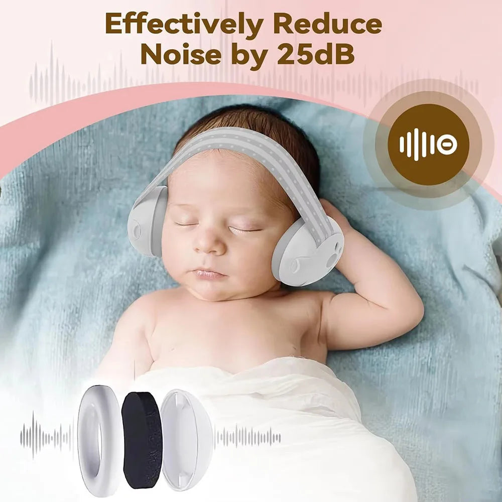 Baby Noise Cancelling Ear Muffs Sleeping Sound Insulation Safety Noise Reduction Ear Defenders Baby Earmuffs with Non-Slip Band