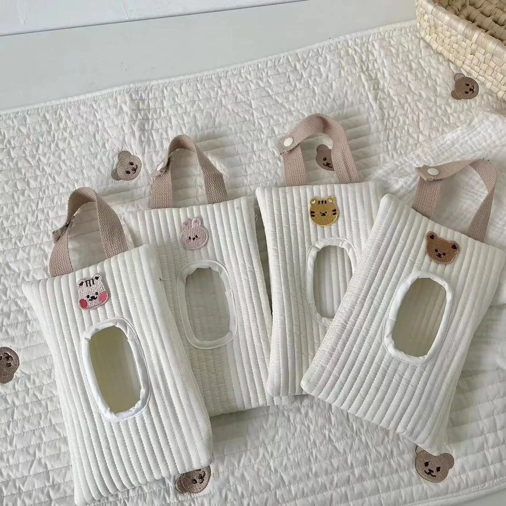 Baby Stroller Accessories Wet Wipes Case Extraction Flip Tissue Box Quilt Solid Towel Cover Newborn Hanging Bag for Cart