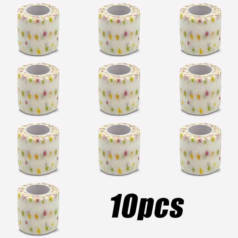 Printed Self Elastic Adhesive Athletic Tape Wraps 2.5cm Sports Colorful Bandage for Tattooing Finger Joint Knee Pet