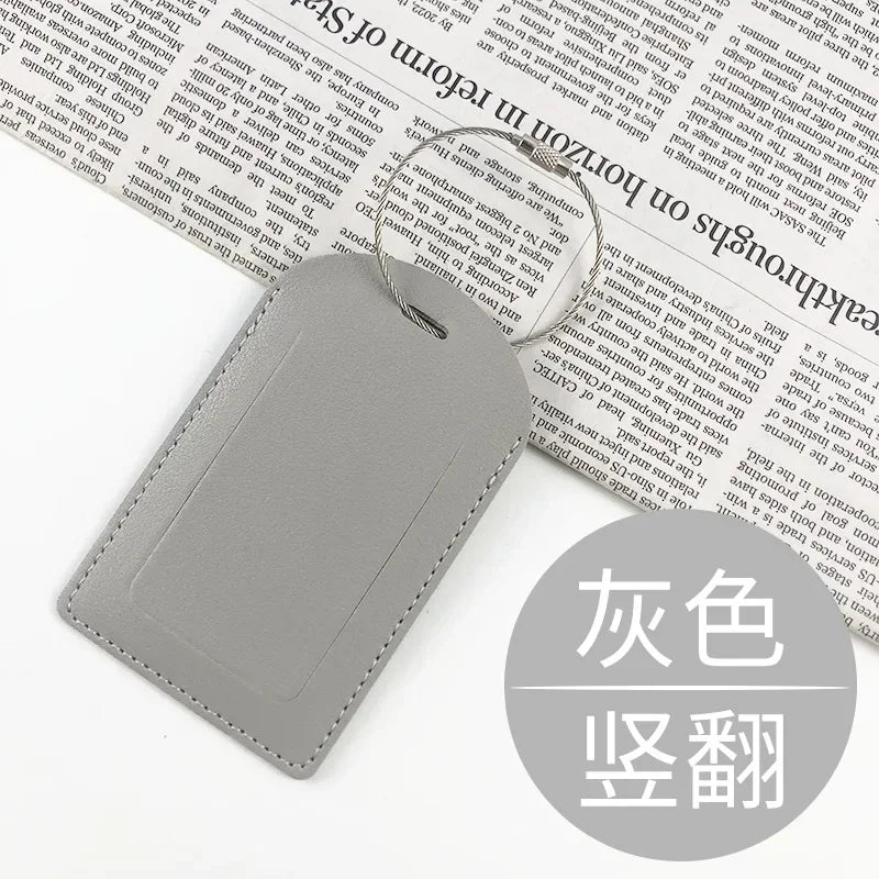 PU Leather Luggage Tag Suitcase Address Label Baggage Boarding Bag Tag Travel Accessories