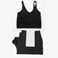 Classic women's 2-piece yoga outfit: U-shaped camisole top & high-waisted nude-feel leggings, suitable for fitness and workout.