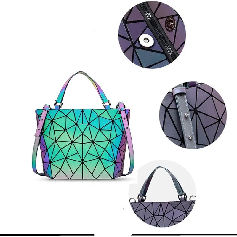 luminous Messenger Bag set handbag fashion holographic geometric  tote bag women Shoulder Bag 3pcs 1pcs
