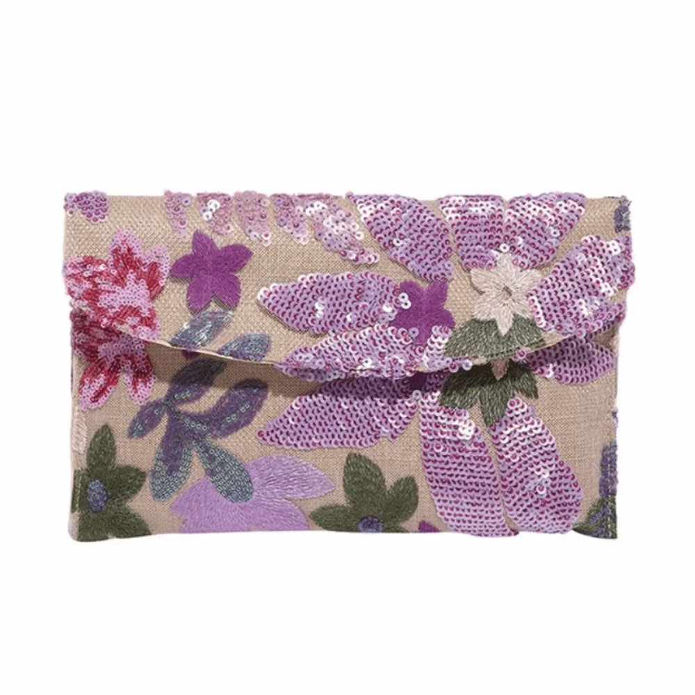 Stylish Sequin Evening Clutch Bags Elegant Beaded Floral Embroidery Bags Exquisite Glitter Envelope Bag Formal Gatherings