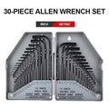30Pcs Wrench Set Hex Key Wrench 0.028"- 3/8" Inch & 0.7mm-10mm Metric Size Chromium-vanadium Steel Spanner Long Arm Tool