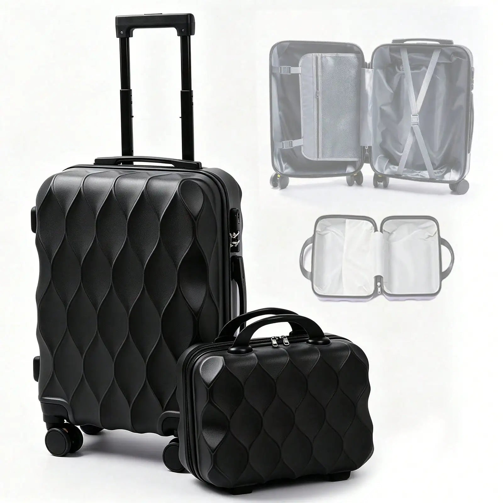 2 In 1 Luggage Sets, Portable Suitcase With Wheels Password Carry On Luggage Large Capacity Classified Storage Suitcase Adjustable Pull Rod Smooth To Use