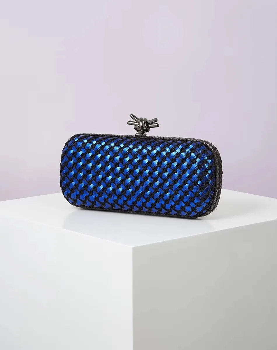 2026 New Quality Pu Woven Evening Clutch Bag with Polyester Lining for Women Dressy Evening Use Dinner and Party Bag 24 cm