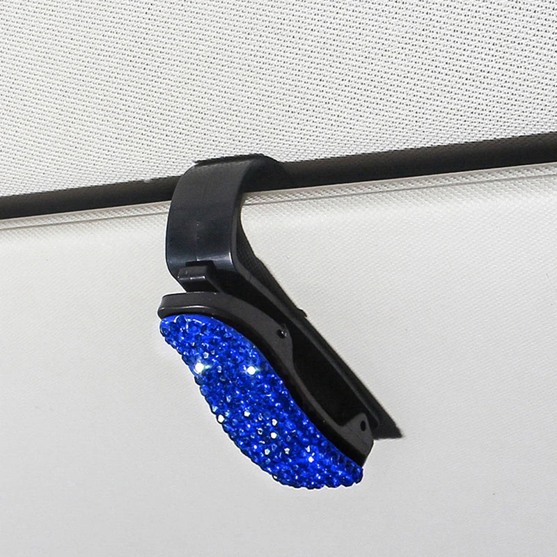 Rhinestone Sun Visor Mount Sunglasses Clip Holder Portable Car Crystal Bracket Decoration Accessories
