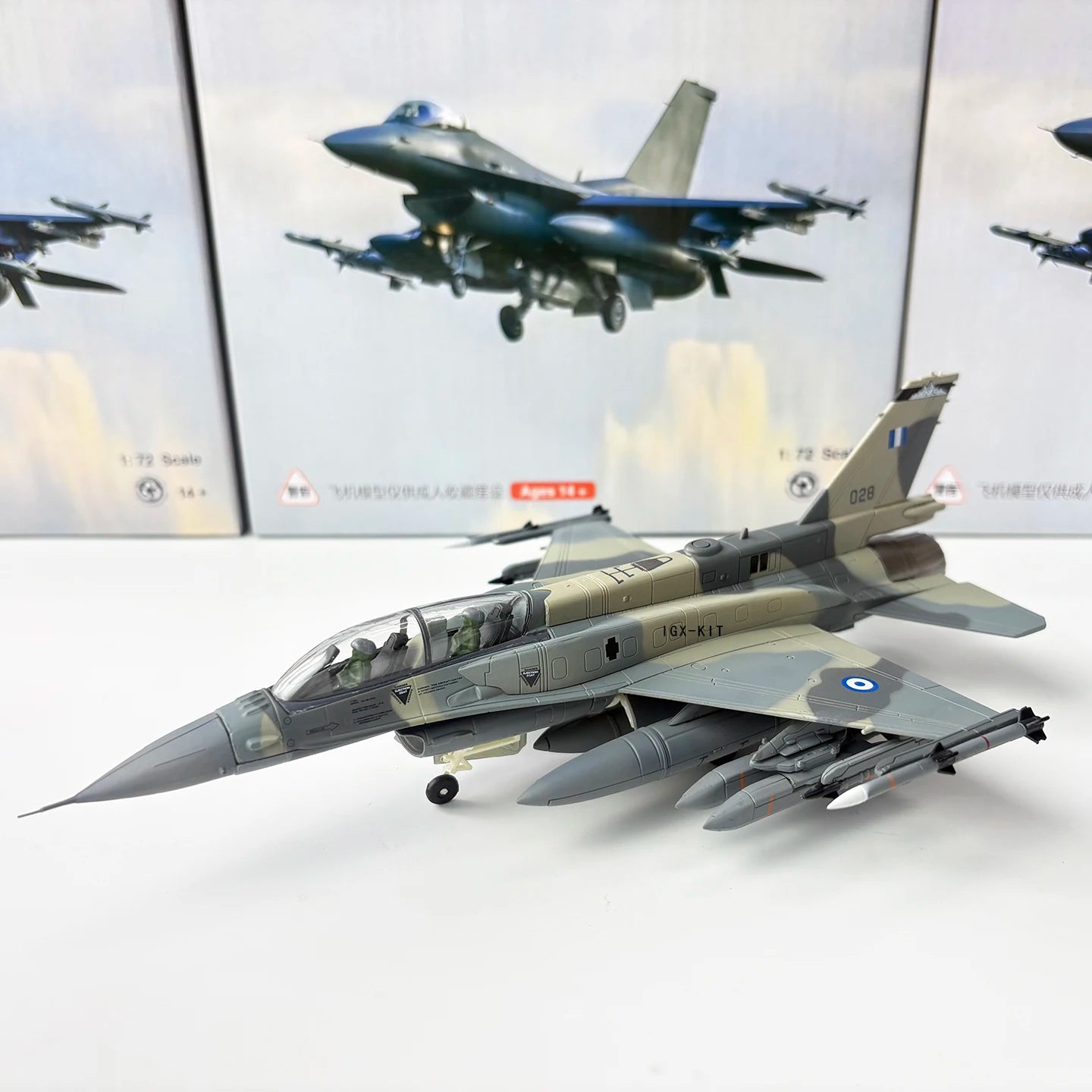 1/72 F-16D Fighter Model F16 Hellenic Air Force Mira Ghost Fighter Diecast Finished Military Plane Model Collection Ornament