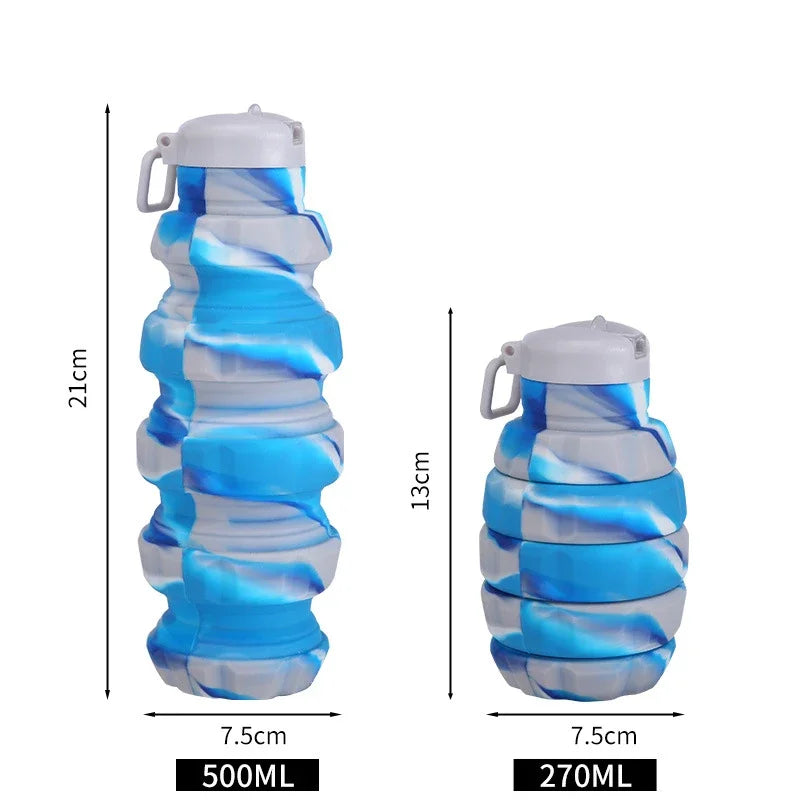 New Portable Silicone Water Bottle Retractable Folding Coffee Bottle Cups E Outdoor Travel Tools Collapsible Sport Bottles