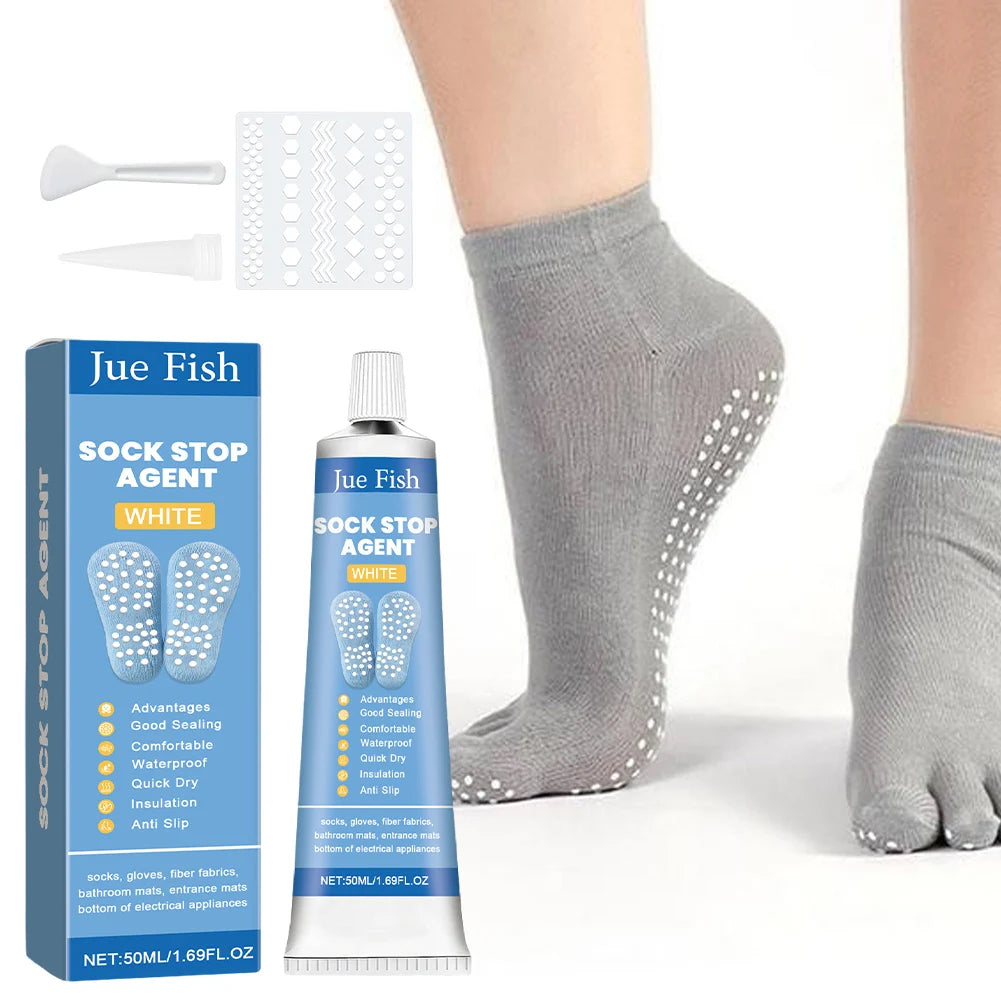 Fabric Paint with Scraper and Template Sock Stop Non Slip Adhesive Sock Stopper Liquid for Socks Pet Socks Floor Mats Blankets