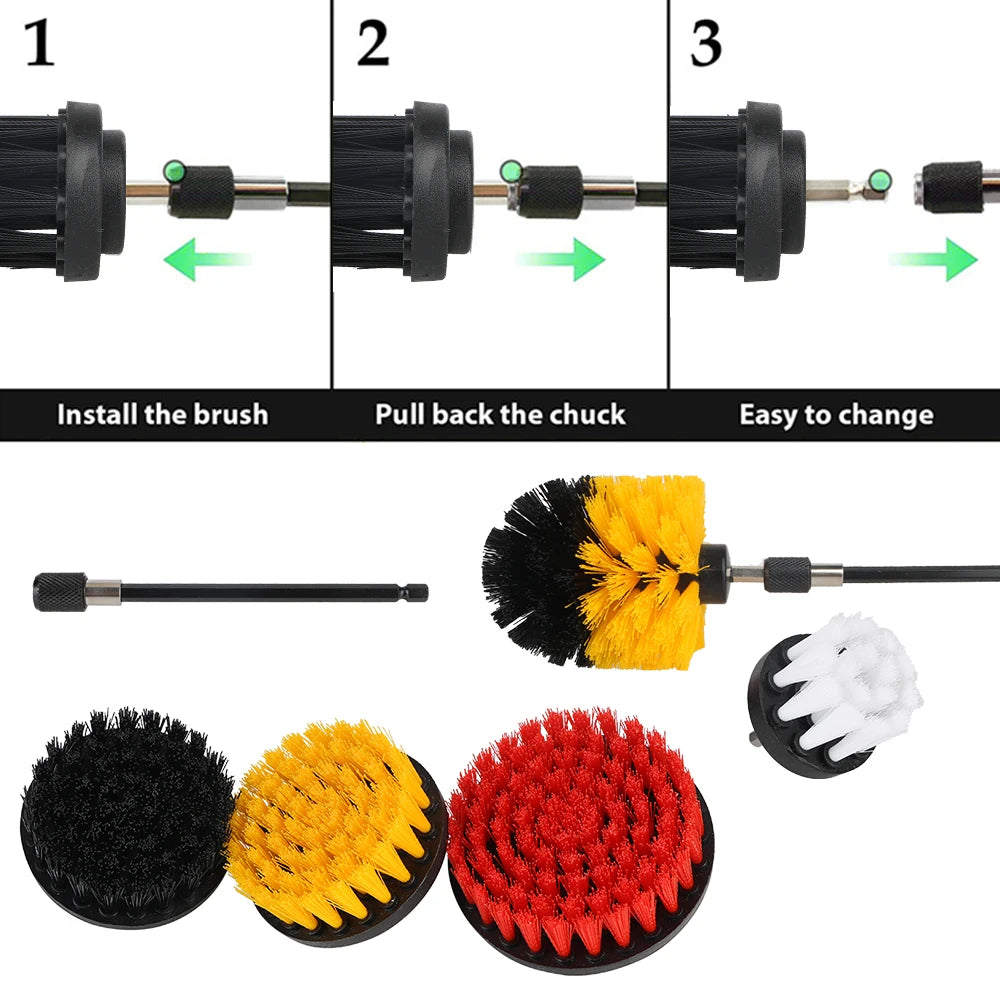 For Car Kitchen Bathroom Power Scrubber Electric Drill Brushes Multipurpose 22 Pieces Cleaning Tools Scrub Pads