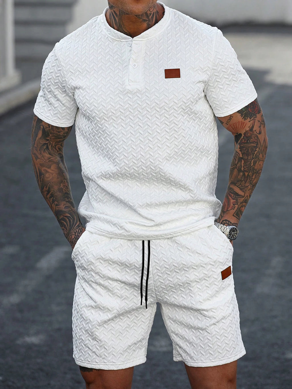 New Summer Casual Sports Shorts: Featuring a knitted, slightly stretchy jacquard design, these solid-color shorts offer a simple