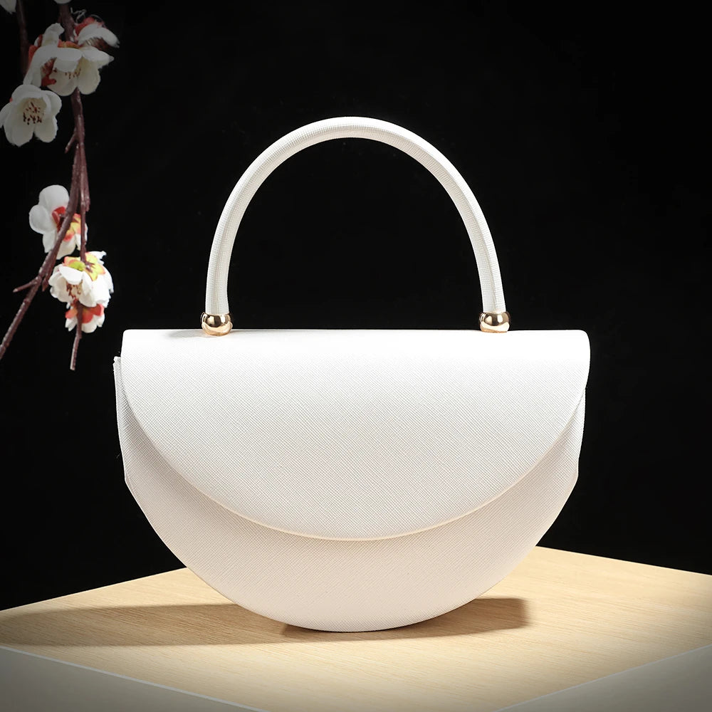 New fashion halfmoon handbag shiny evening dress bag delicate metal chain shoulder bag fashion gift bag small items storage bag