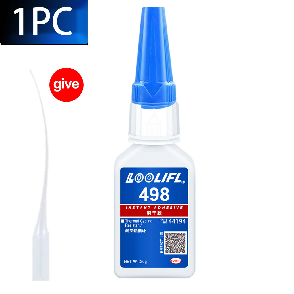 LOOLIFL 498 20ml Super Glue Liquid Clear Cyanoacrylate Adhesive Instant Glue Quick Dry for Plastic Wood Metal Crafts Repair Tool