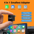 4in1 Wireless Adapter, Universal Mini CarPlay Android Auto Dongle with AirPlay MirrorCast Function for Car Entertainment
