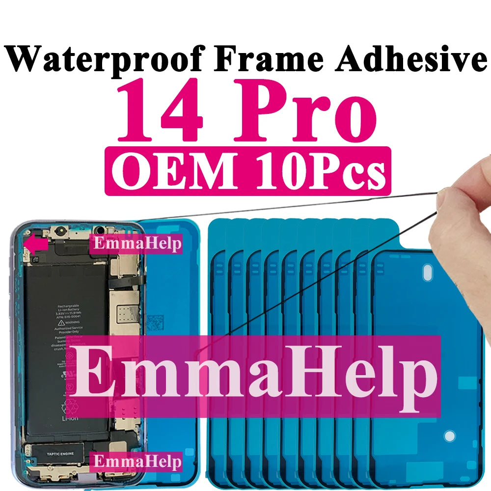 10pcs Waterproof Sticker for iPhone 16 Pro Max 17 14 13 12 11 15 XS XR 8 SE 3M Seal Adhesive Pre-Cut LCD Screen Frame Tape Glue
