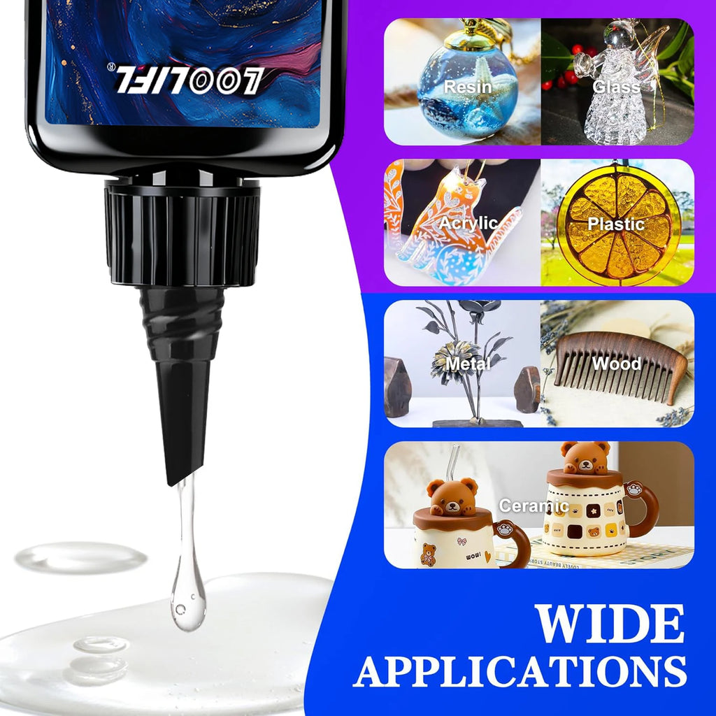 UV Resin Kit with Light, 50g UV Glue Curing in Seconds -  for Jewelry UV Glue Adhesive, Plastic Welding & Glass/Acrylic Repair