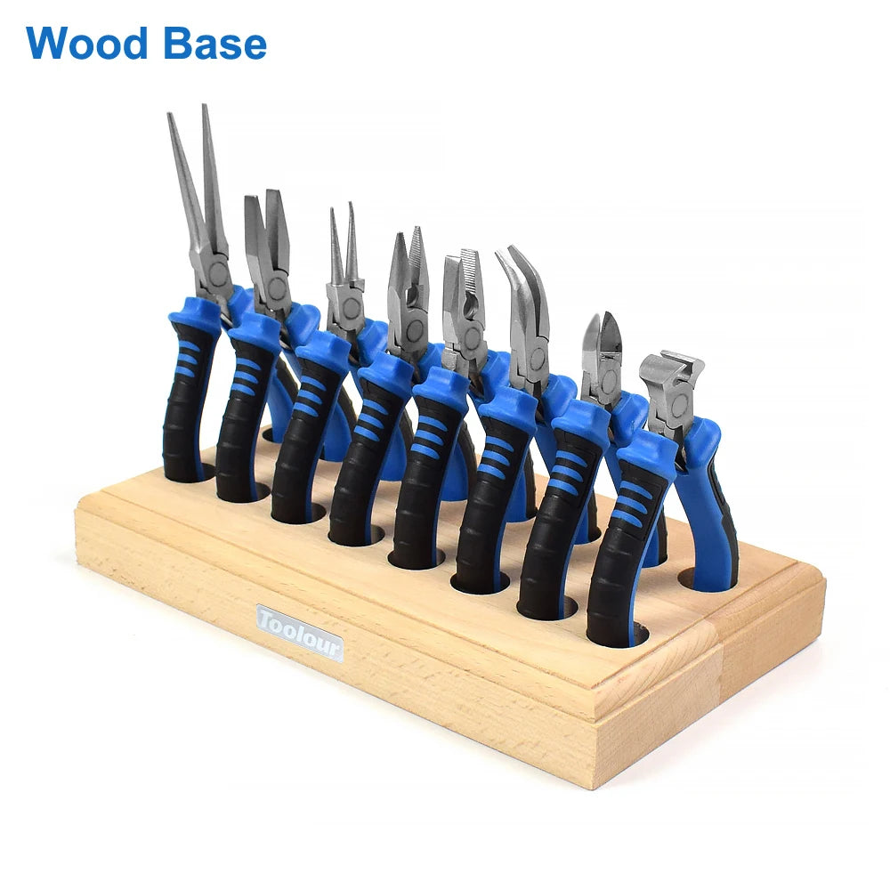 NEWACALOX 8Pcs Mini Pliers Set Jewelry Making Beading Wire 4.5 Inch Wire Cutter Pliers Manual Diagonal Pliers DIY Plier Set