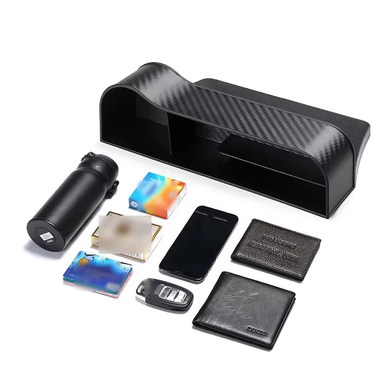Carbon Fiber Car Seat Gap Organizer, Multifunctional Console Side Storage Box for Phone & Accessories