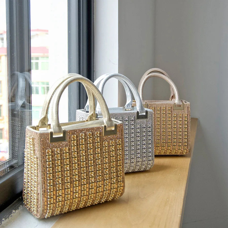 Banquet diamond bag metal cheongsam bag handbag retro small square bag