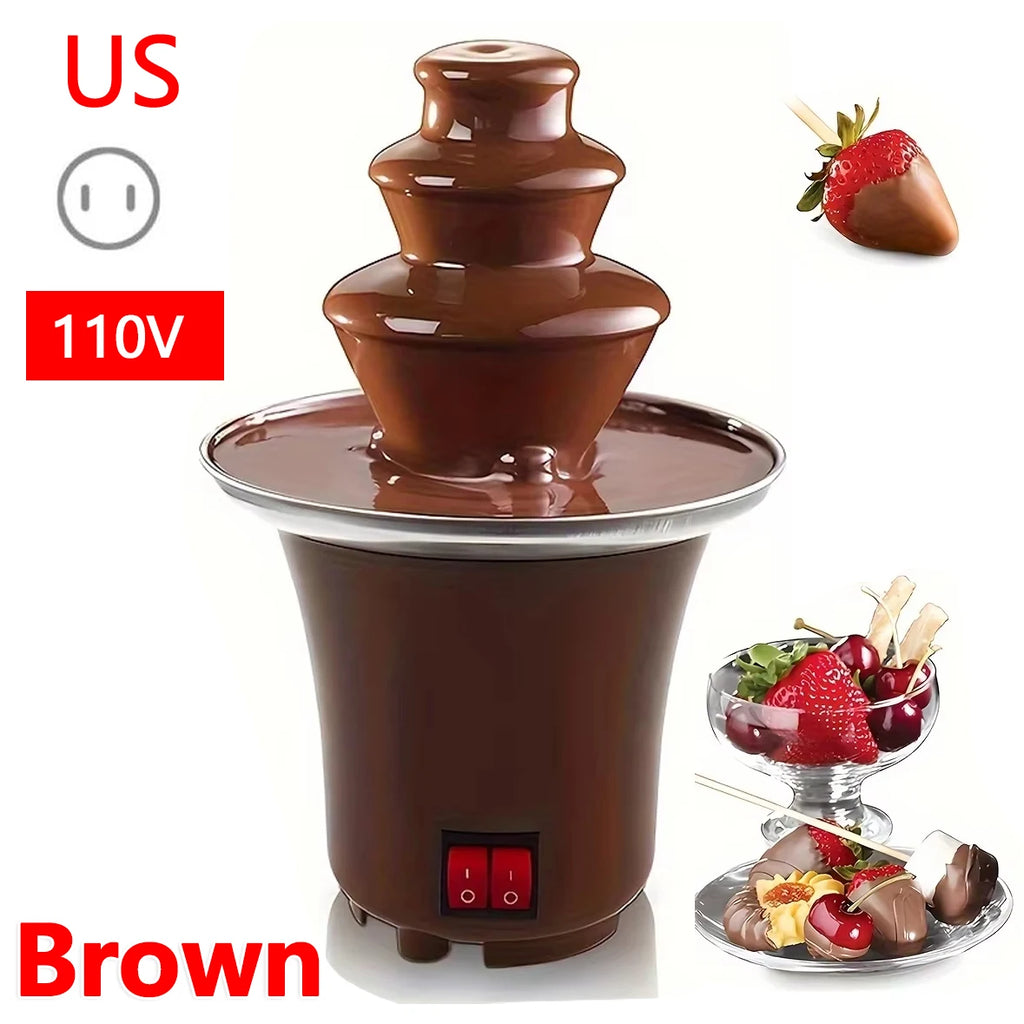 2026 New 3 Layer Chocolate Fountain 10oz Capacity Household Electric Chocolate Fondue Machine for Candy Cheese Melting