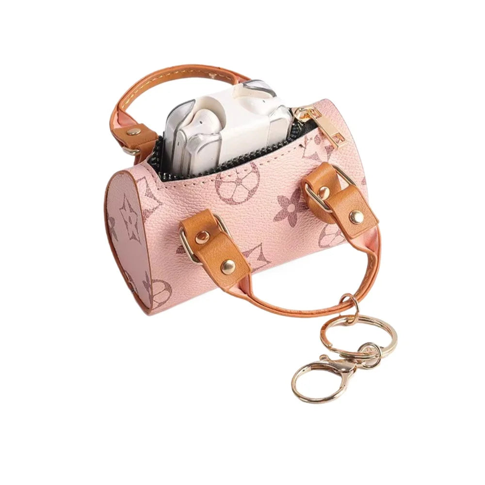 European Cute Mini Personalized Earphone Bag Old Flower Mini Bag French Stick Bag Keychain Pendant Bag Accessories