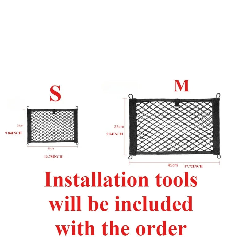 1pc 45 * 25cm Car Trunk Screw Fixed Side Mesh Pocket Strong Elasticity Storage Flat Net  Practical Side Edging Refit Interior CN