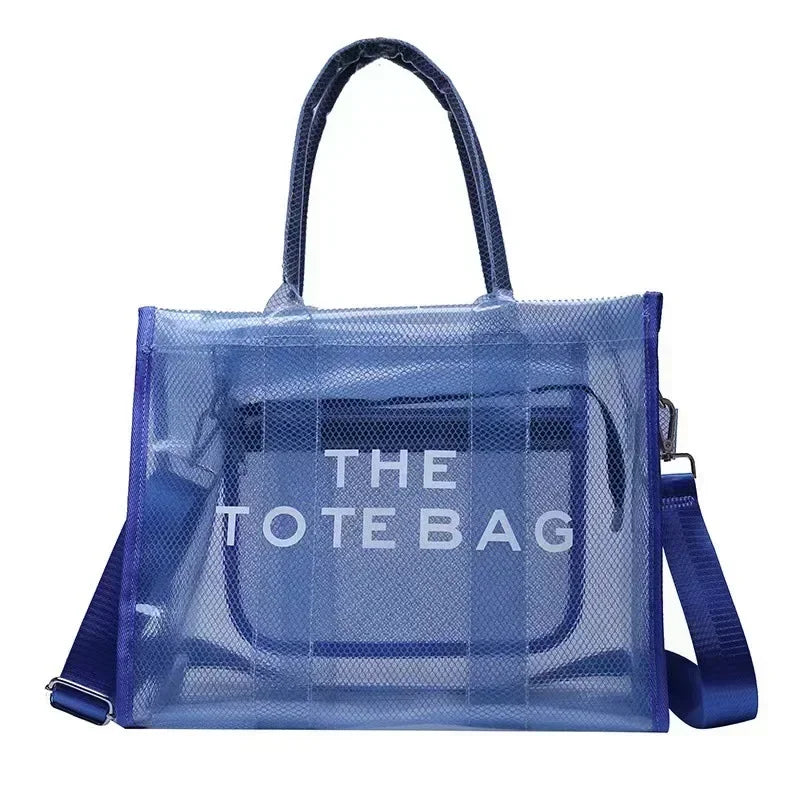Fashion New High Capacity PVC Women's Bag Transparent Tote Bag Jelly Bag Handheld One Shoulder Crossbody Tote Bag